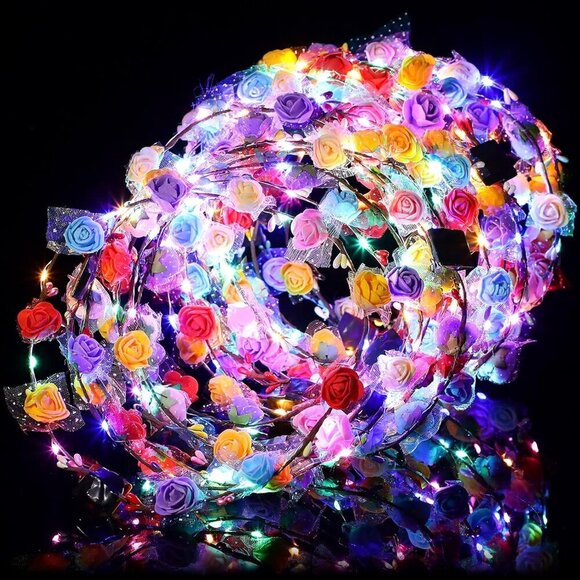 LED Flower Crown 30pcs Floral Headband Multicolor Light Up for Women Wedding main image 8